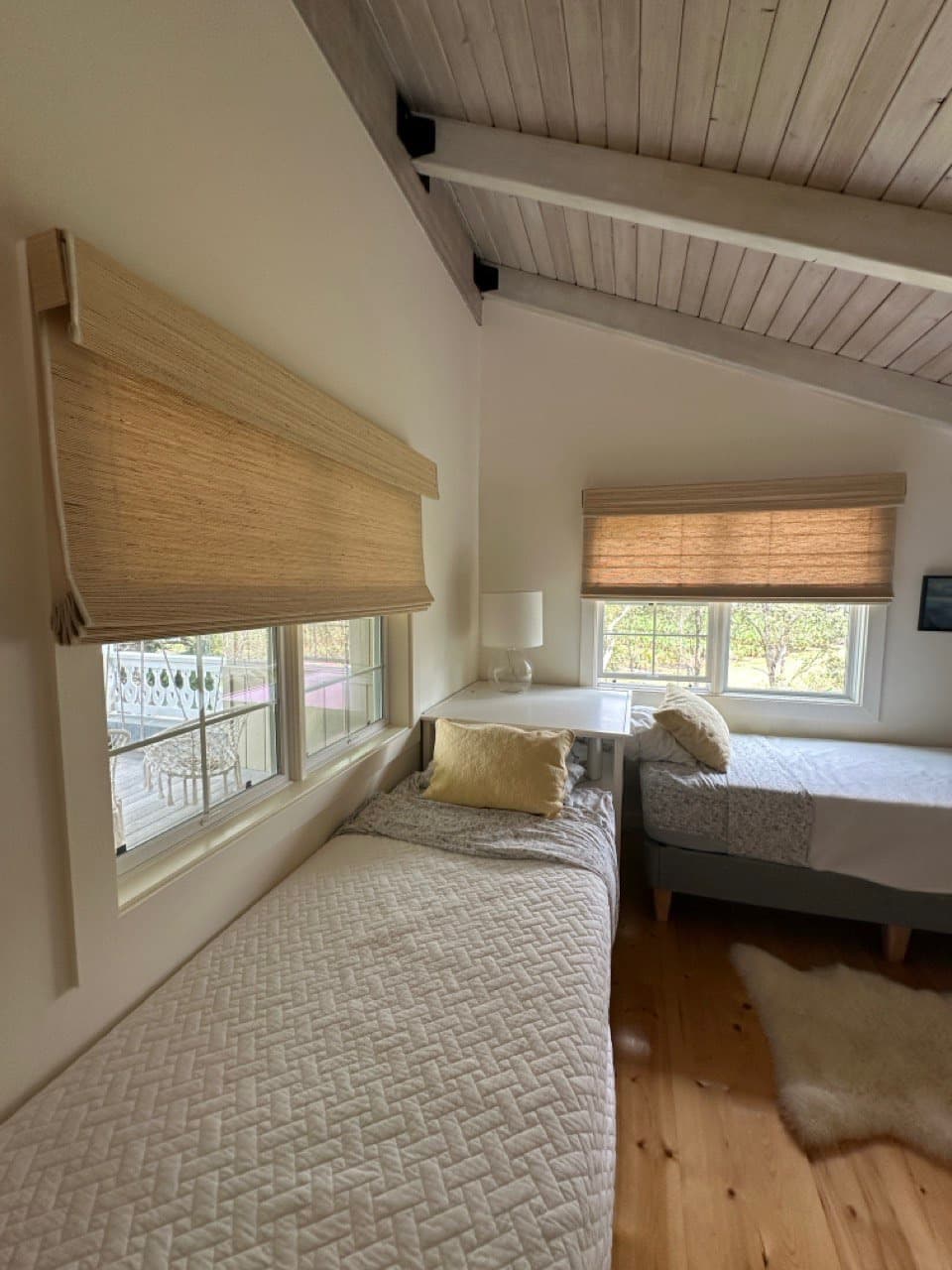 Kids room with custom woven wood blinds